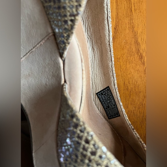 UGG Gold and Tan Wedge Heels with Peep-Toe Design - Picture 7 of 7